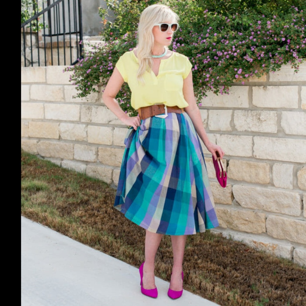 Shabby APPLE plaid midi skirt